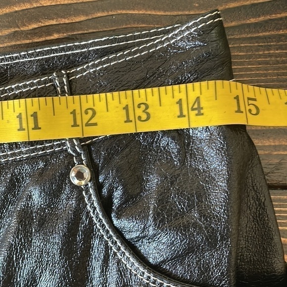 emanuel Ungaro Genuine Pigskin High Waisted Lined Rhinestone Pants Vintage - Picture 10 of 11